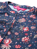 Varanga Women Blue Floral Printed Straight Kurta With Flared Sleeves