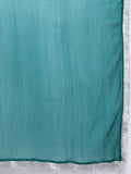 Varanga Women Turquoise Blue Lehariya Printed A-Line Kurta Paired With Tonal Bottom And Dupatta