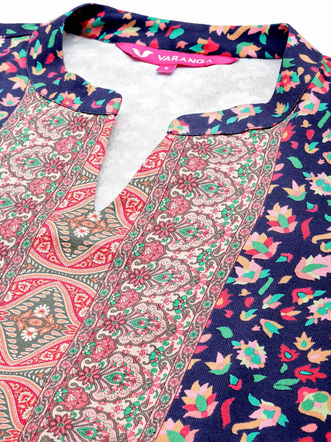 Varanga Women Blue Woolen Floral Printed Straight Kurta With Solid Bottom And Dupatta