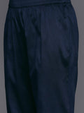 Varanga Women Navy Blue Dotted Printed Kurta, Round Neck , Paired With Tonal Bottom And Contrast Dupatta.