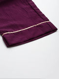 Varanga Burgundy Embroidered Kurta With Straight Pant And Dupatta