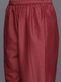Varanga Rust Embroidered Kurta With Straight Pant And Dupatta