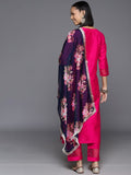Varanga Women Fuchsia Embroidered Sequinned Kurta Set With Dupatta