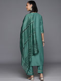 Varanga Sea Green Embroidered Kurta With Straight Pant And Dupatta