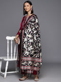 Varanga Women Straight Emroidered Kurta With Printed Bottom