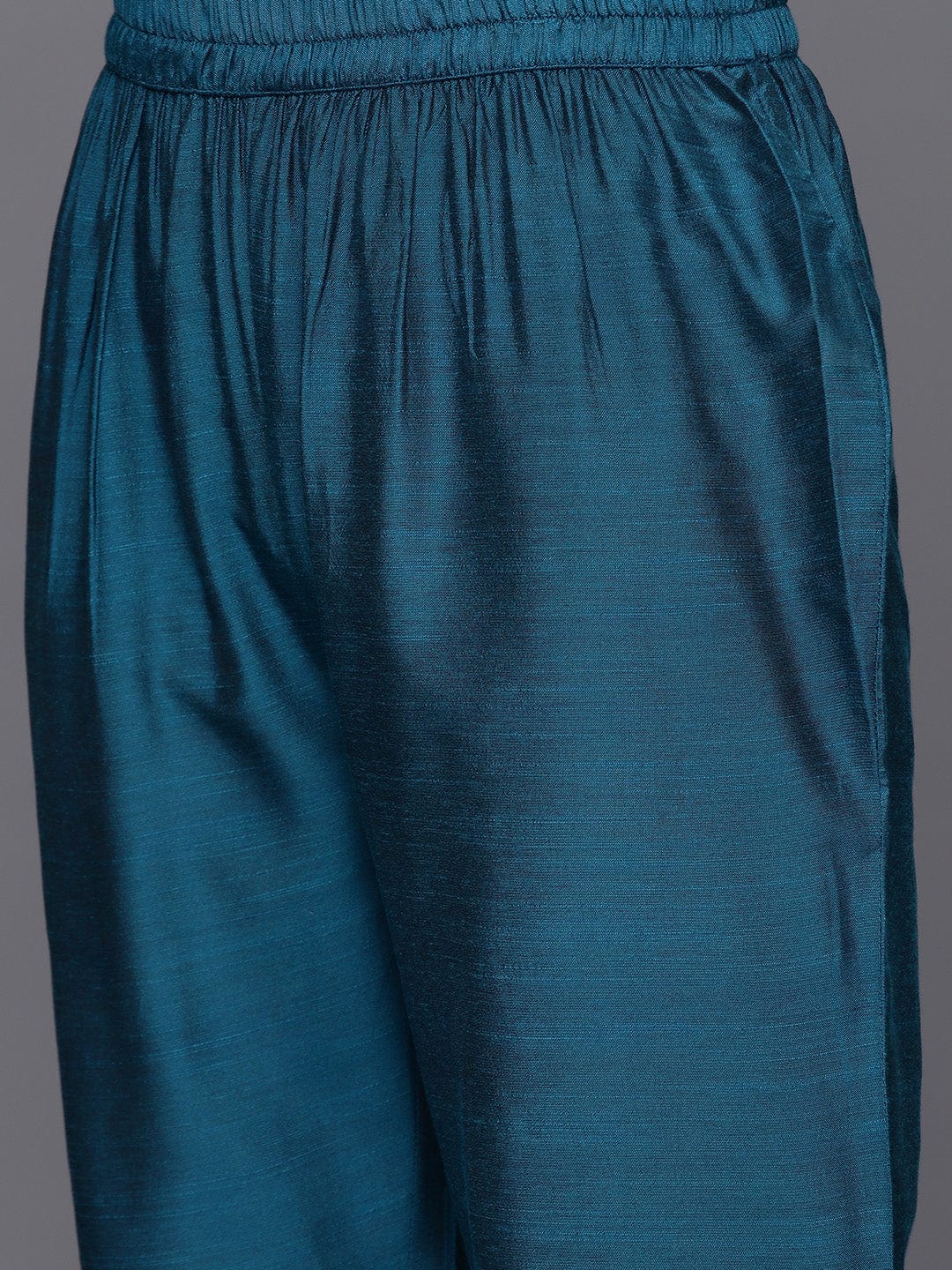 Varanga Women Teal Embroidered Sequinned Kurta Set With Dupatta