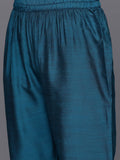 Varanga Women Teal Embroidered Sequinned Kurta Set With Dupatta
