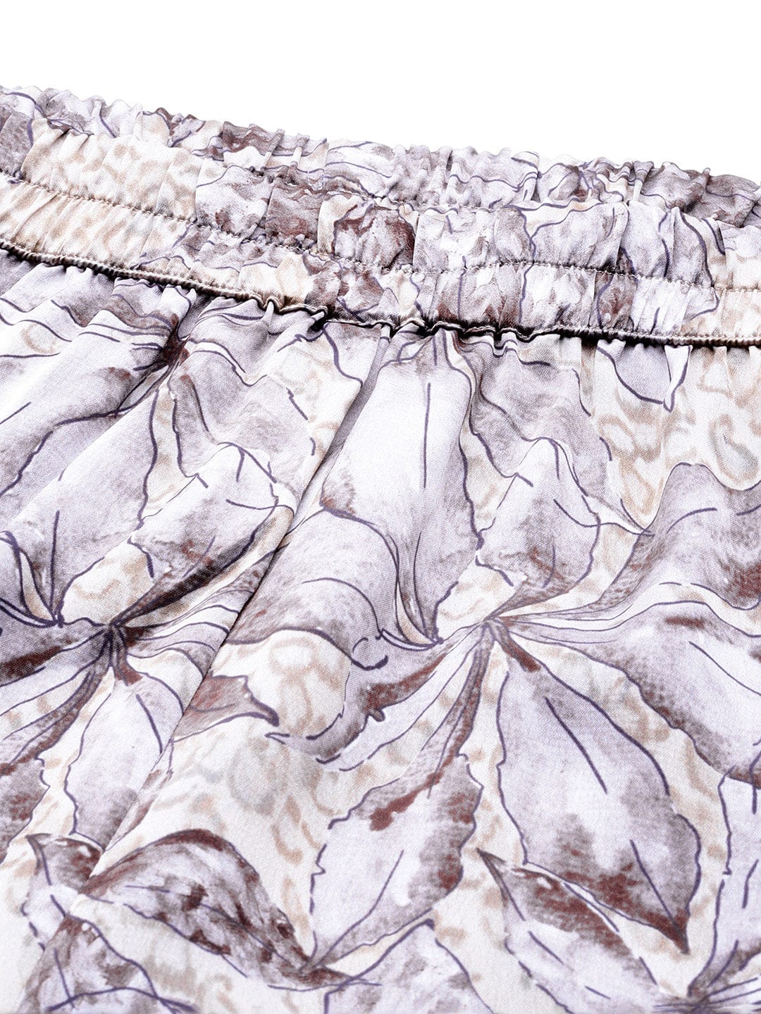 Varanga Women Grey Floral Printed Top Paired With Tonal Printed Bottom Vcod7222
