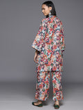 Varanga Women Beige Floral Printed Tunic Paired With Tonal Bottom Vset21139
