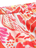 Varanga Women Rust Abstract Printed Top Paired With Tonal Printed Bottom
