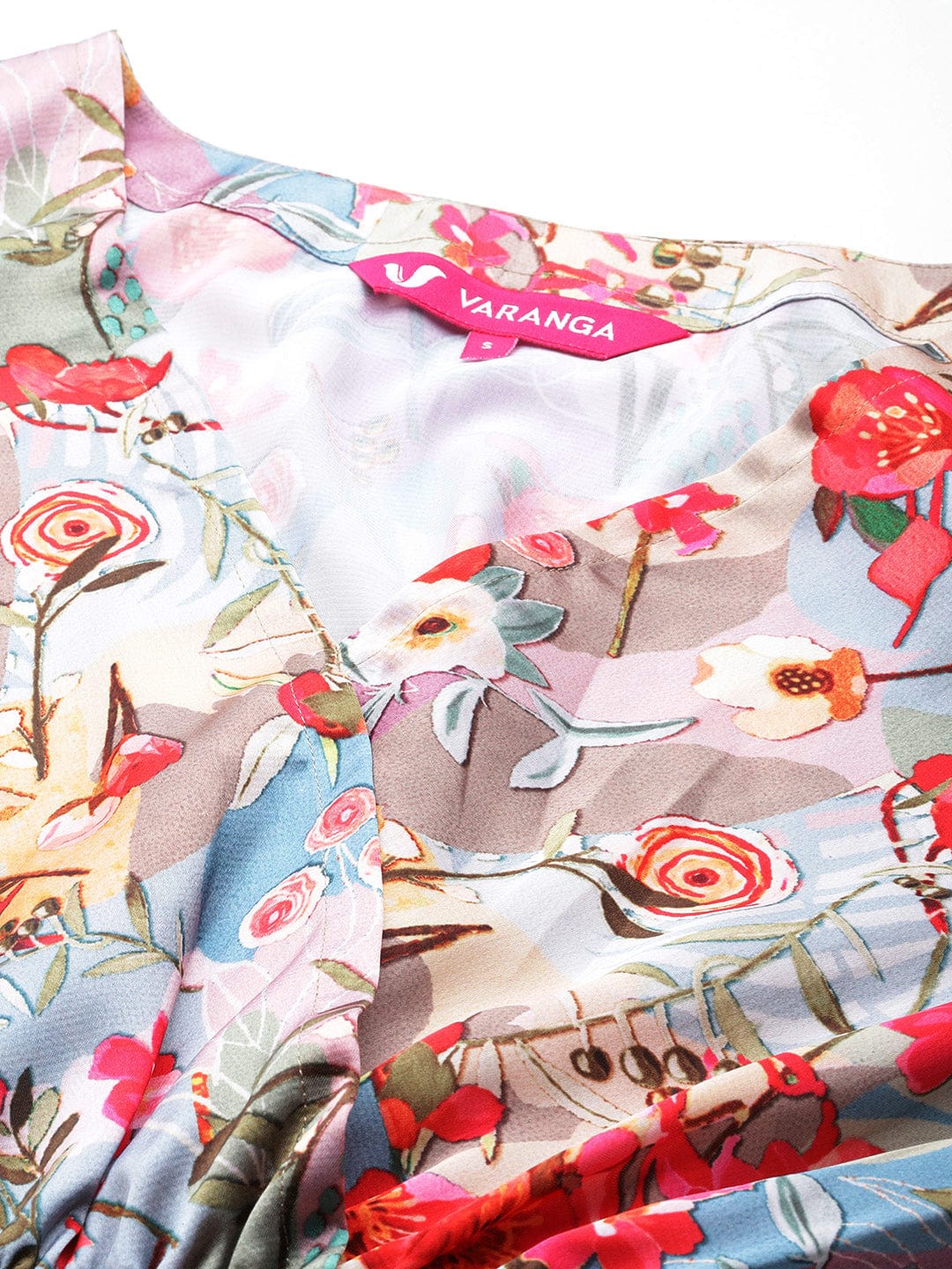 Varanga Women Multi Colour Floral Printed Top Paired With Tonal Printed Bottom