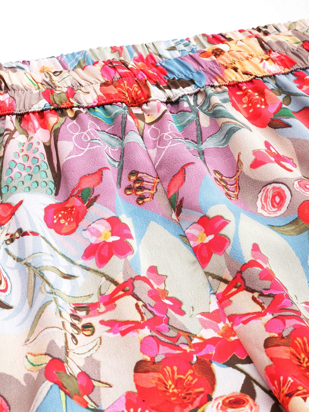 Varanga Women Multi Colour Floral Printed Top Paired With Tonal Printed Bottom