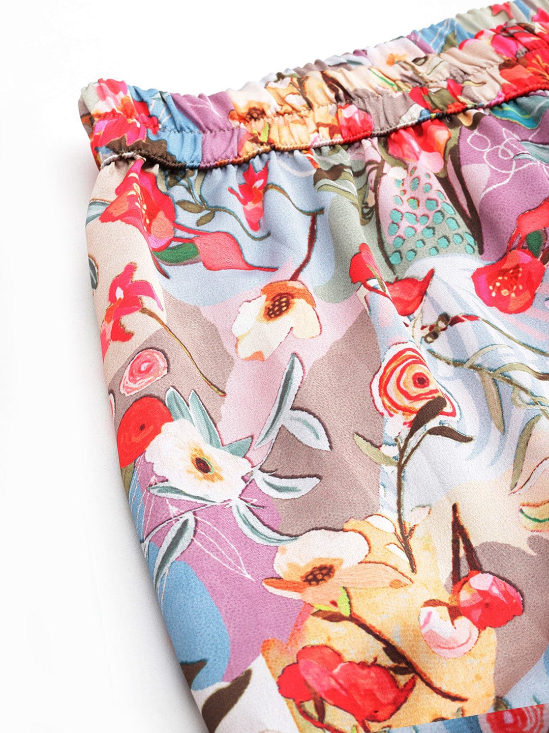 Varanga Women Multi Colour Floral Printed Top Paired With Tonal Printed Bottom