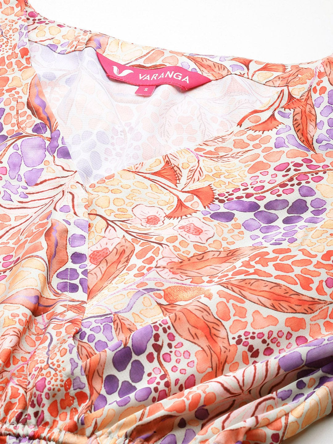 Varanga Women Beige Abstract Printed Top Paired With Tonal Printed Bottom Vcod7224