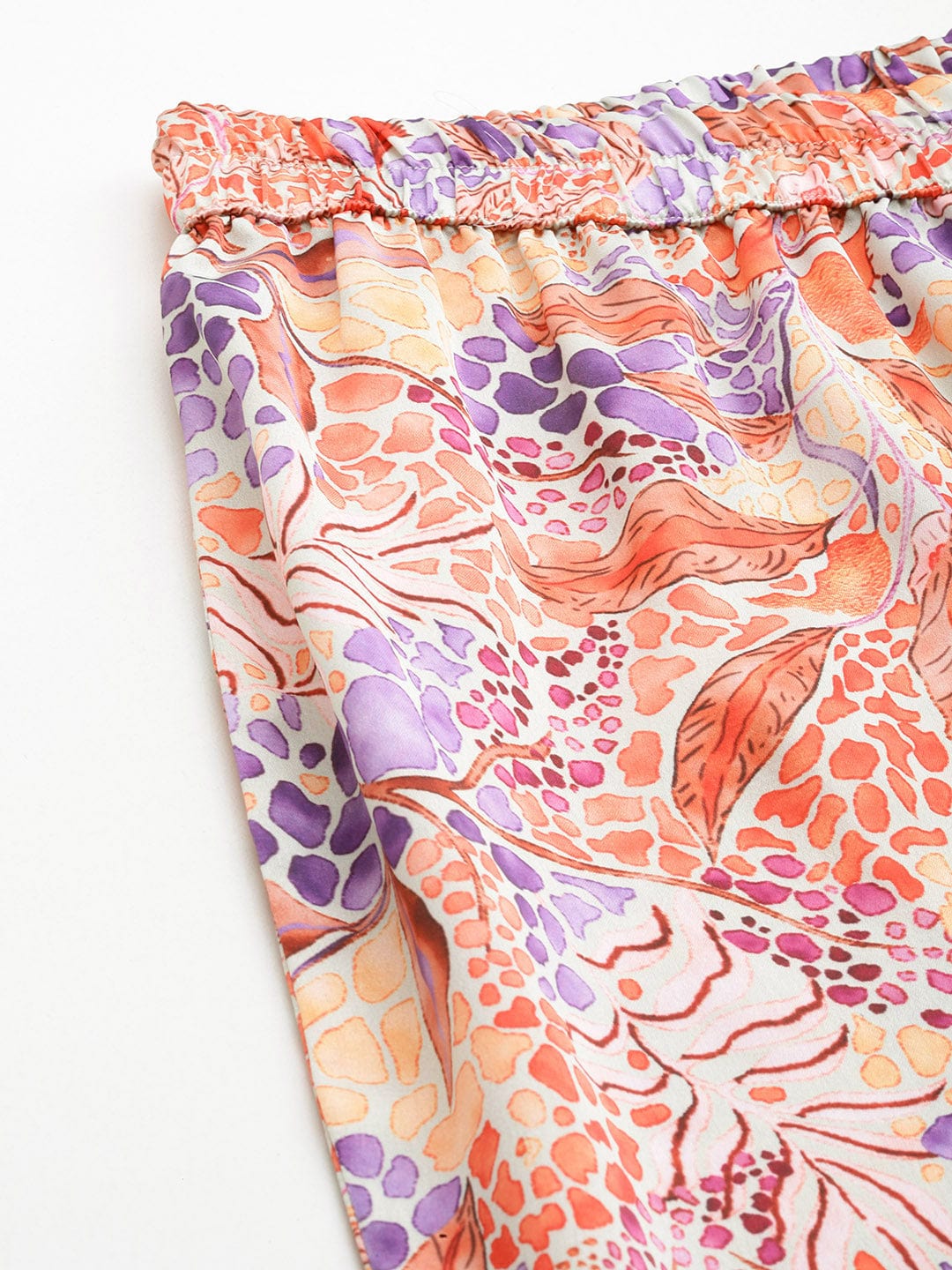 Varanga Women Beige Abstract Printed Top Paired With Tonal Printed Bottom Vcod7224