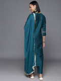 Varanga Womenwomenblue Embroidered Straight Kurta Paired With Tonal Bottom And Dupatta