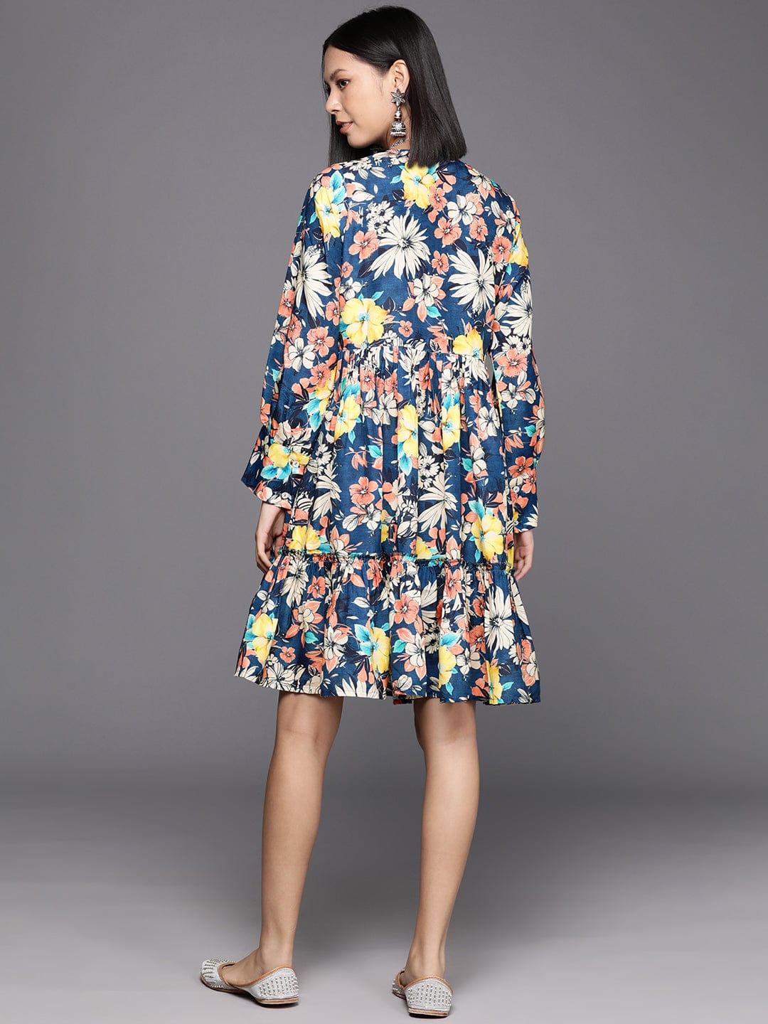 Varanga Floral Print A-Line Dress