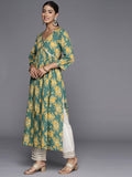 Varanga Women Green Floral Printed V- Neck Empire Kurta