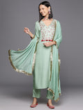 Varanga Women Floral Yoke Design Regular Sequinned Kurta with Trousers & Dupatta