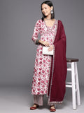 Varanga Women Printed Pleated Pure Cotton Kurta with Palazzos & Dupatta