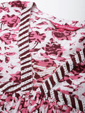 Varanga Women Printed Pleated Pure Cotton Kurta with Palazzos & Dupatta