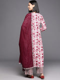 Varanga Women Printed Pleated Pure Cotton Kurta with Palazzos & Dupatta