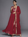 Varanga Women Maroon Anarkali Kurta Paired With Tonal Dupatta