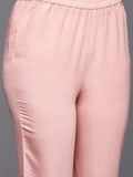 Varanga Women Peach Embroidered Kurta With Bottom And Organza Embroidered Dupatta