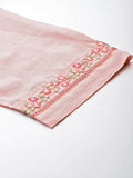 Varanga Women Peach Embroidered Kurta With Bottom And Organza Embroidered Dupatta