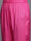 Varanga Women Pink Lehariya Embroidered Straight Kurta With Bottom And Dupatta