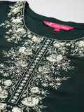 Varanga Women Green Embroidered Straight Kurta With Bottom And Dupatta