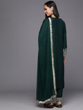 Varanga Women Green Embroidered Straight Kurta With Bottom And Dupatta