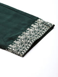 Varanga Women Green Embroidered Straight Kurta With Bottom And Dupatta