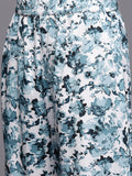 Varanga Women Women White & Blue Floral Printed A-Line Kurta With Bottom