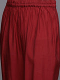Varanga Women Women Red Embroidered Straight Kurta With Bottom And Dupatta
