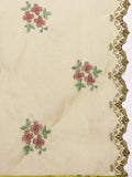 Varanga Women Olive Floral Printed Pure Muslin Straight Kurta With Bottom And Organza Embroidered Dupatta