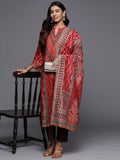 Varanga Women Rust Paisley Printed Kurta With Bottom And Printed Dupatta