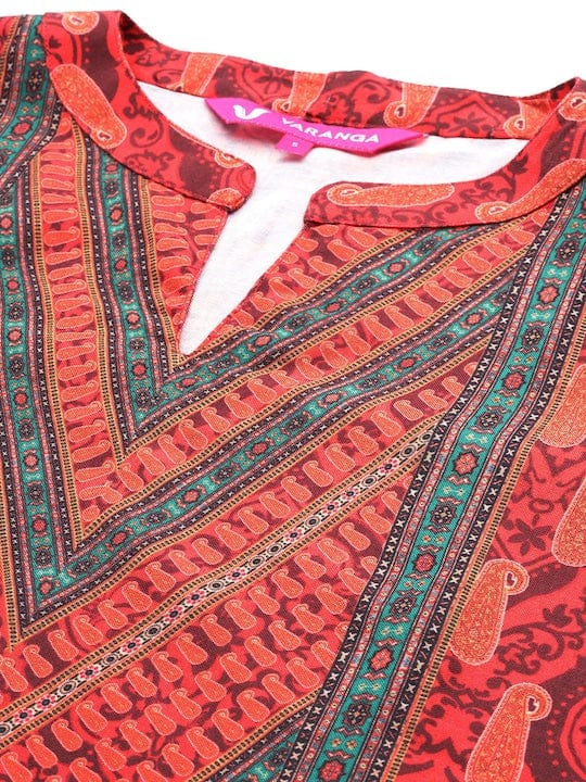 Varanga Women Rust Paisley Printed Kurta With Bottom And Printed Dupatta