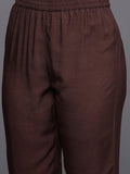 Varanga Women Rust Paisley Printed Kurta With Bottom And Printed Dupatta