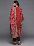 Varanga Women Rust Paisley Printed Kurta With Bottom And Printed Dupatta