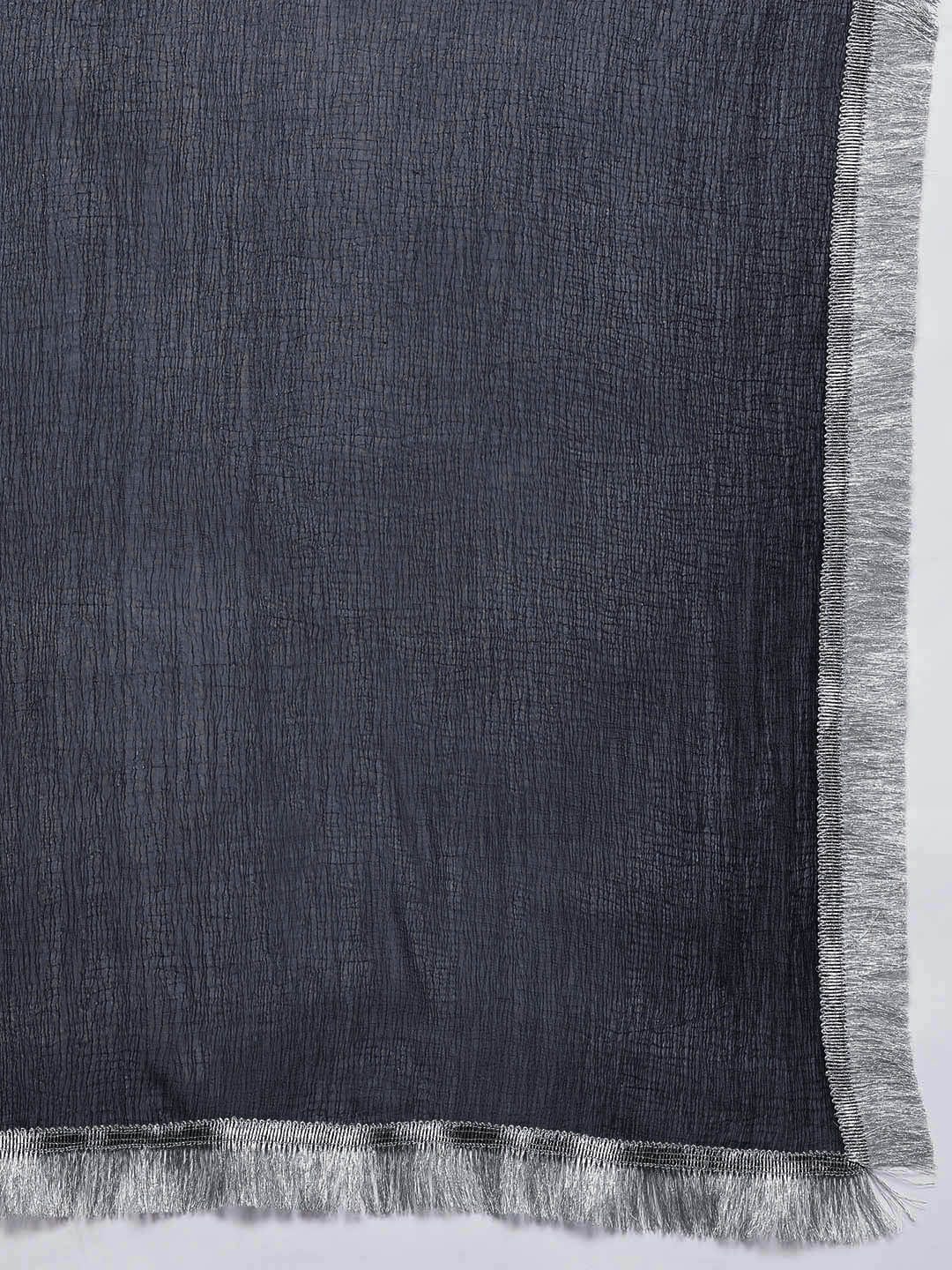 Varanga Women Grey Gota Embroideted Straight Kurta With Bottom And Dupatta
