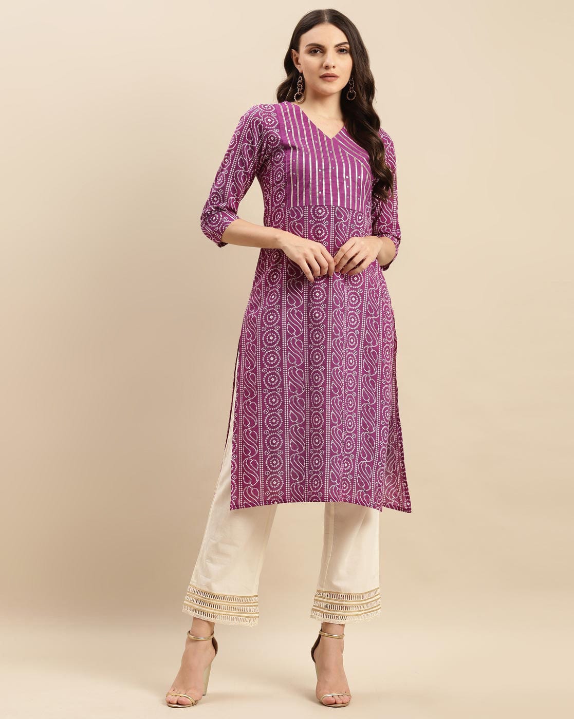varanga women red floral printed straight kurta with gota detailings vkur114