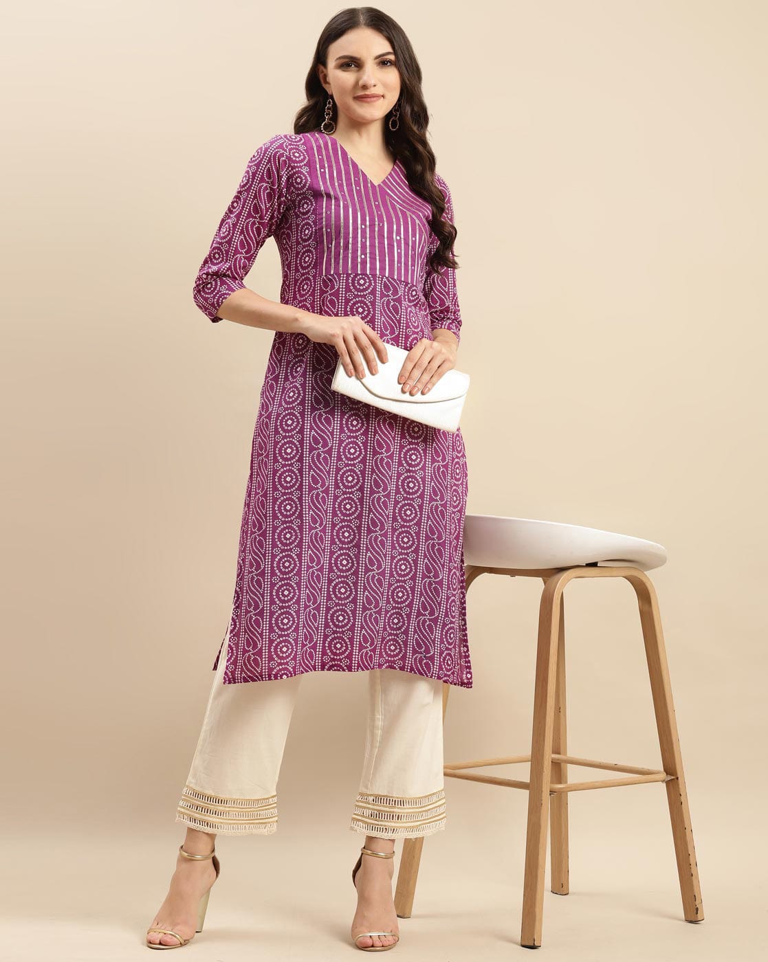 varanga women red floral printed straight kurta with gota detailings vkur114