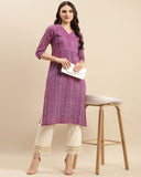 varanga women red floral printed straight kurta with gota detailings vkur114