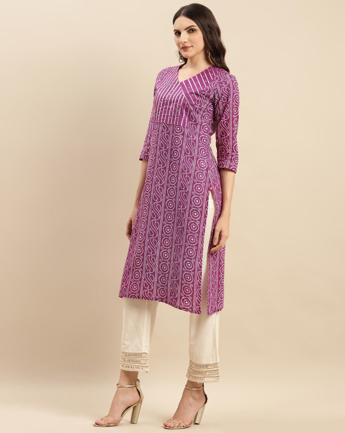 varanga women red floral printed straight kurta with gota detailings vkur114