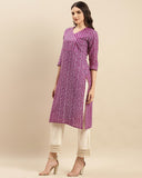 varanga women red floral printed straight kurta with gota detailings vkur114