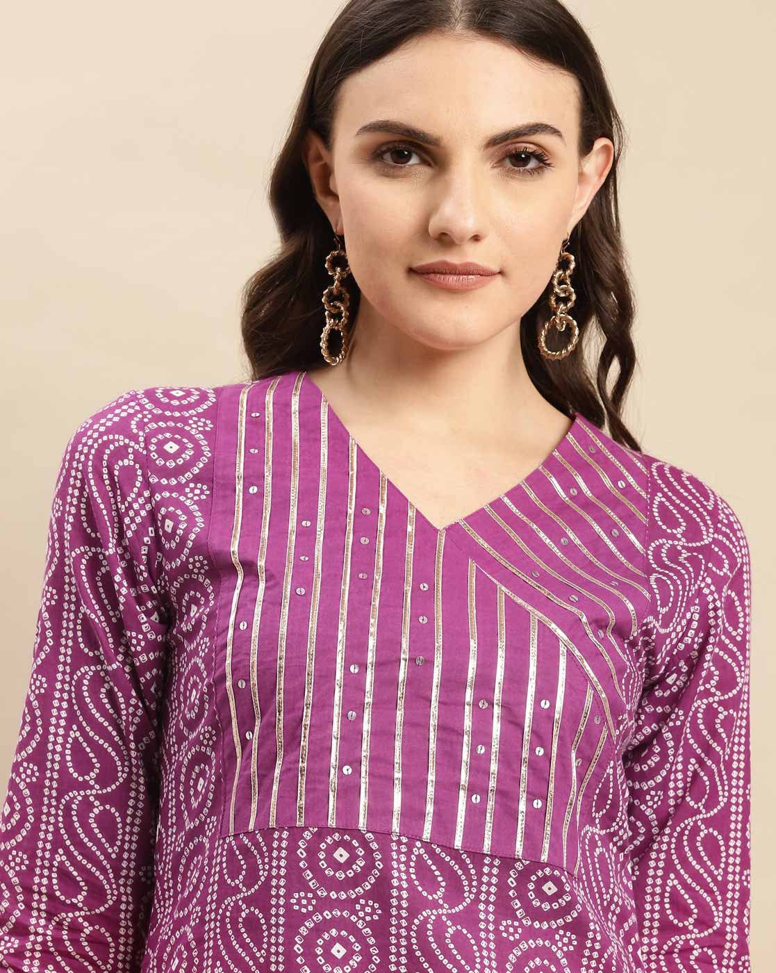 varanga women red floral printed straight kurta with gota detailings vkur114