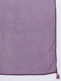 Varanga Women Mauve Floral Printed Pure Silk Chinon Embroidered V-Neck Aliya Cut Kurta Paired With Tonal Bottom And Dupatta