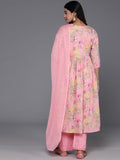 Varanga Women Pink Floral Printed Alia Cut A-Line Kurta With Tonal Bottom And Dupatta