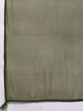 Varanga Women Green Floral Printed Pure Silk Chinon Embroidered V-Neck Aliya Cut Kurta Paired With Tonal Bottom And Dupatta